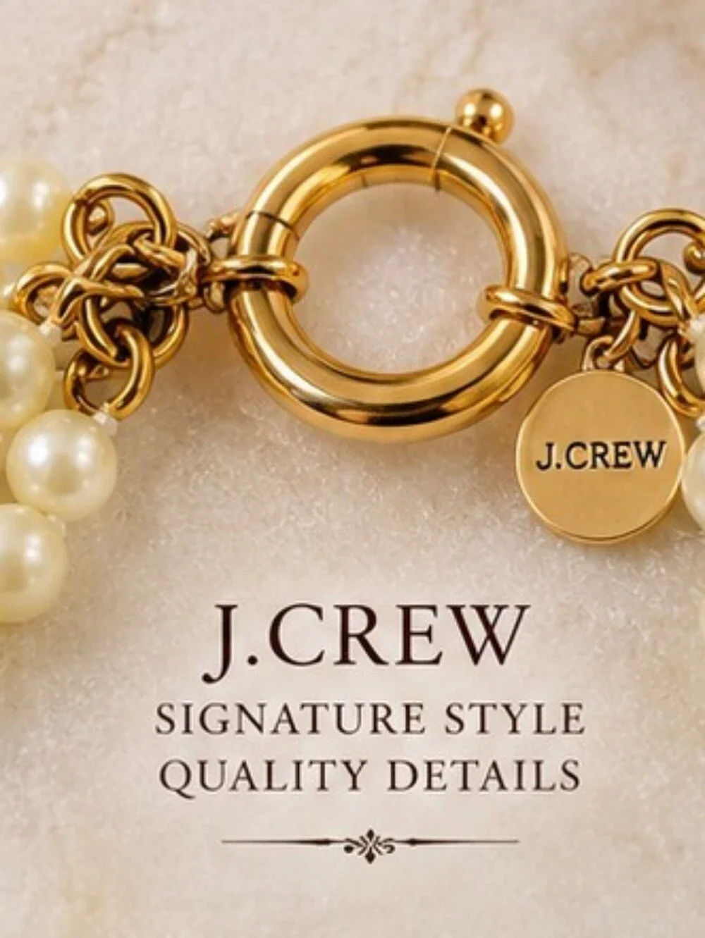 J.Crew Multi Strand Graduated Faux Pearl Statement Necklace Gold Tone